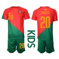 Portugalsko Joao Cancelo #20 Domáci Detský futbalový dres MS 2022 Krátky Rukáv (+ trenírky)